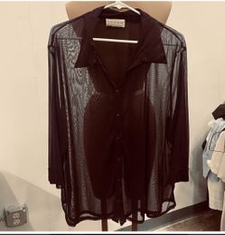 Younique Clothing Black Sheer Button-Up Blouse