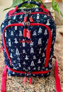 The Bentgo Rocket Kids Prints 2-In-1 Backpack and Insulated Lunch Bag with many pockets