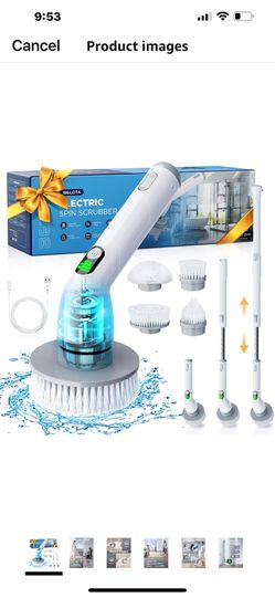 Electric Spin Scrubber, Cordless Cleaning Brush for Effortless Deep Cleaning, Power Shower Scrubber with Adjustable Long Handle and 4 Replaceable Brus