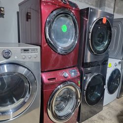 Samsung Front Load Washer And Electric Dryer Set In Burgundy Working Perfectly 4-months Warranty 
