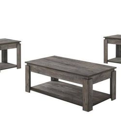 Trendy Weathered Grey Finish Coffee Table And End Tables! SUPER SALE!