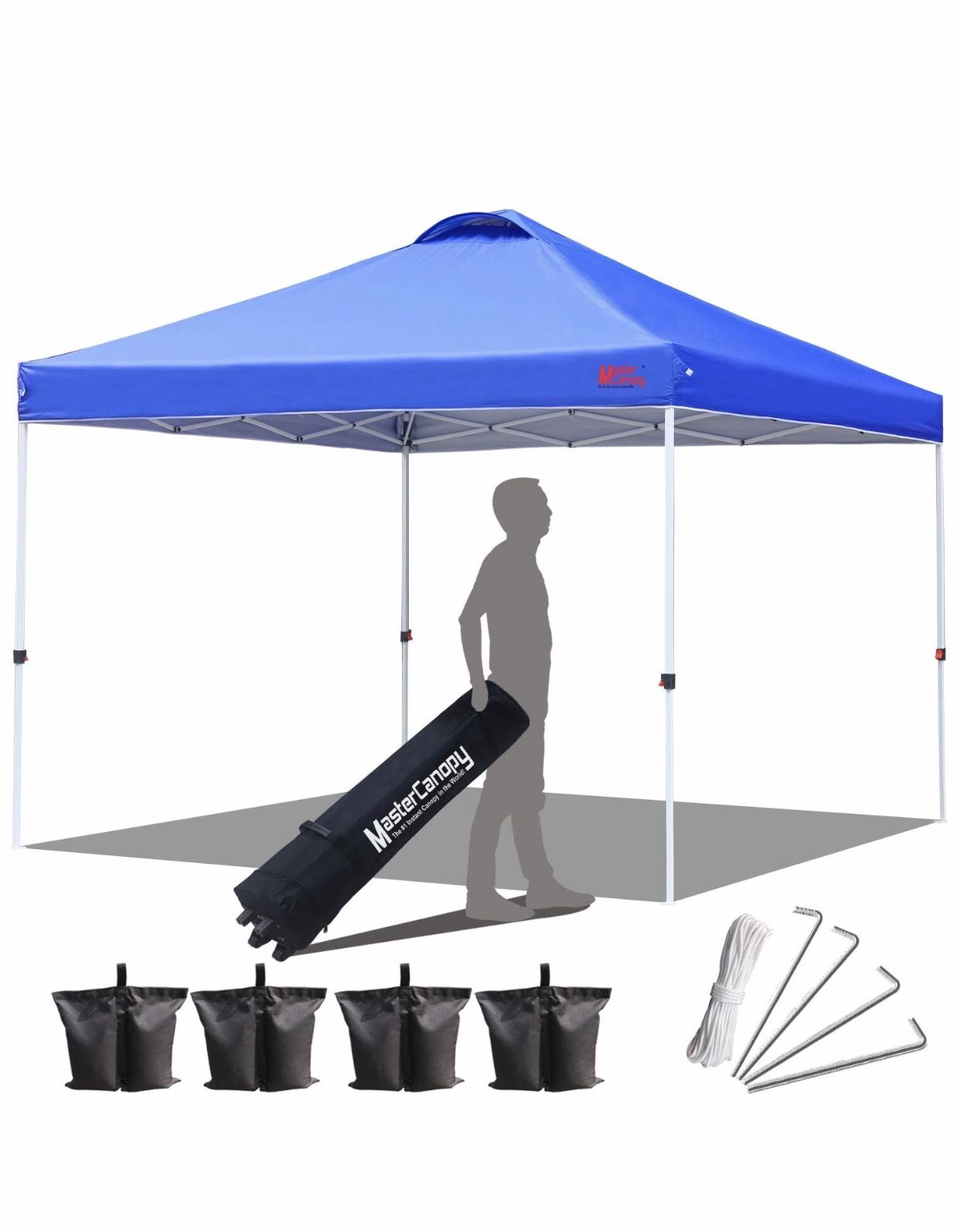 MASTERCANOPY Canopy 10x10 Compact Ez Pop up Canopy Portable Shade Instant Folding Better Air Circulation Canopy with Wheeled Bag (Blue)