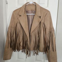 **NEW** Vegan Suede **FRINGED COWBOY JACKET** Ladies/Womens M/Medium