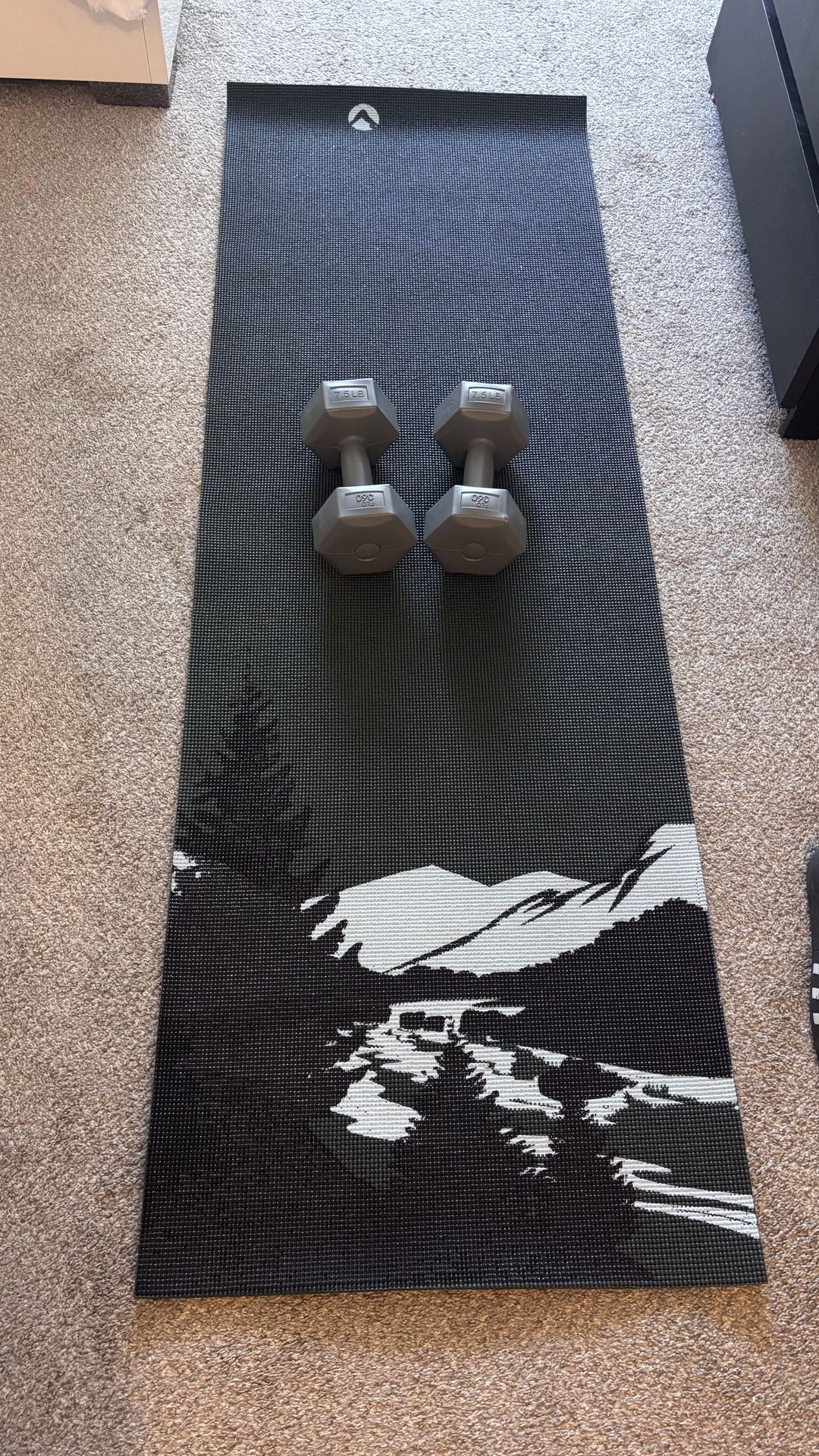 Long Premium Eco Safe Yoga Mat with Non Slip Rosin 5mm and 72" + Dumbbells 15 Lb set 2