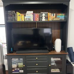 Charcoal Entertainment Center with Hutch 