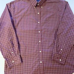 Arrow Men’s Plaid Button Down Burgundy Shirt