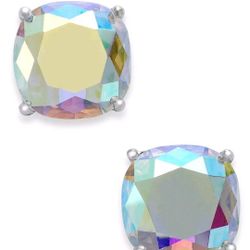 kate spade new york Silver-Tone Faceted Abalone Square Stud Earrings – 1/2”