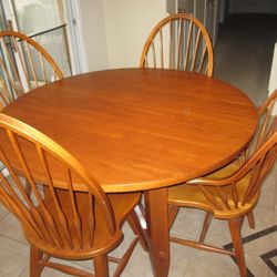 Solid Round Wood Dining Table  with 4 Chairs 