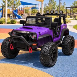 New Big Electric Car TOYSCAR Remote Control 2 Seater 24V Off Road Great Adventure Leather Seat Doors Open Double Motor Load 35kg Purple  New in Box JC