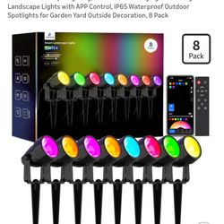 APPECK Landscape Lighting, RGBW Color Changing Low Voltage Landscape Lights with APP Control, IP65 Waterproof Outdoor Spotlights for Garden Yard Outsi