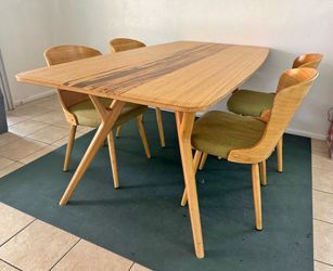 Modern MidCentury Bamboo Dining Table Set