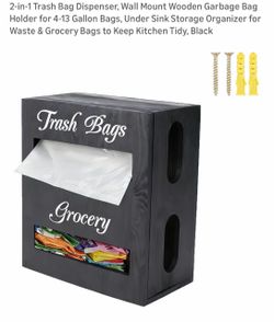 2 in 1 Trash Bag Dispenser, Double Wall Mounted,Wood Trash Bag Holder, used in kitchen, garage
