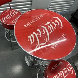 Coca-Cola Gameroom Combo - Table and 2 Bar Stool Set 