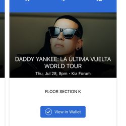 2 DADDY YANKEE TICKETS FOR TODAY 