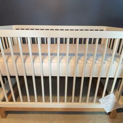 NEEDS TO GO! Santorini 5-In-1 Convertible Crib with Toddler Guardrail - White/Driftwood