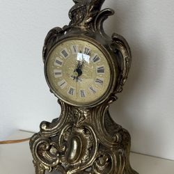 Vintage Ornate Brass Rococo Electric Mantle Clock