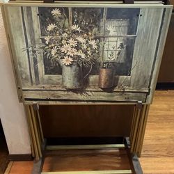Vintage MCM TV Trays and Stand