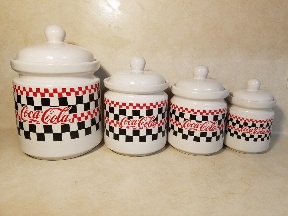 Vtg Coca Cola Canisters Set of 4