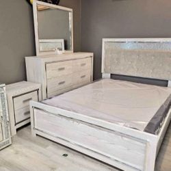 ALTYRA WHITE LED UPHOLSTERED PANEL BEDROOM SET