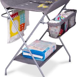 FIZZEEY Baby Diaper Changing Table - Foldable Portable Folding Changing Table Station w/Storage Organizer