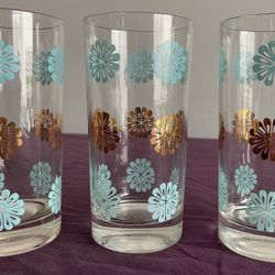 Set Of 3 MCM Tumbler Glassware Vintage 