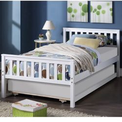 Twin Bed With Trundle White