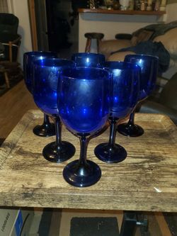 Cobalt vintage wine glasses