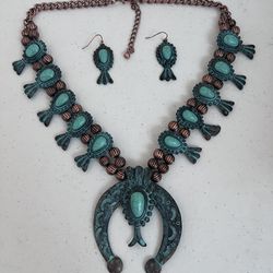 Turquoise Rustic Antique Costume Jewelry Adjustable  Necklace Take For Price Listed. 