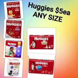 HUGGIES DIAPERS (ALL SIZES) $5ea