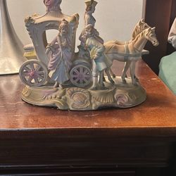 Vintage Occupied Japan Porcelain Figurine Royal Family Horse Drawn Carriage