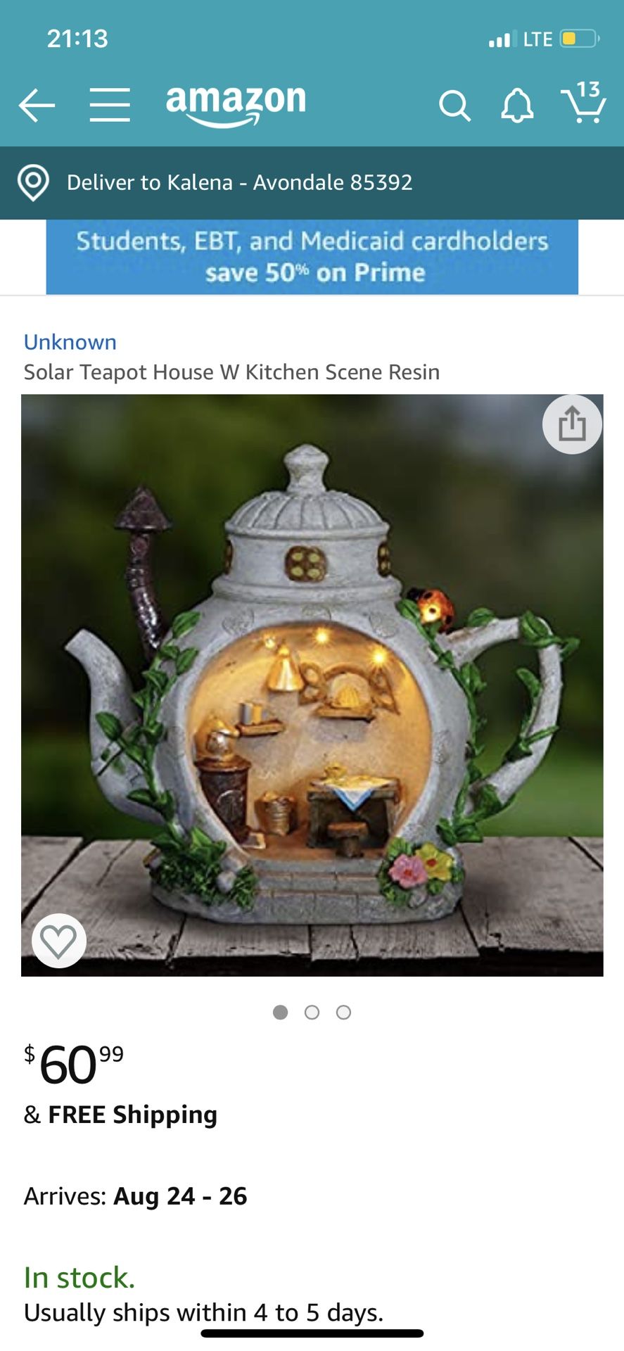 Solar tea house pot with kitchen scene