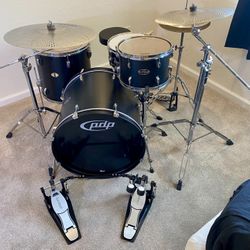 In Upland 91784. PDP Centerstage complete Drum Set 22 12 16 14 new quiet Cymbals Stands New Double Pedal throne  $400  Cash 2401 N. Euclid Ave. Upland
