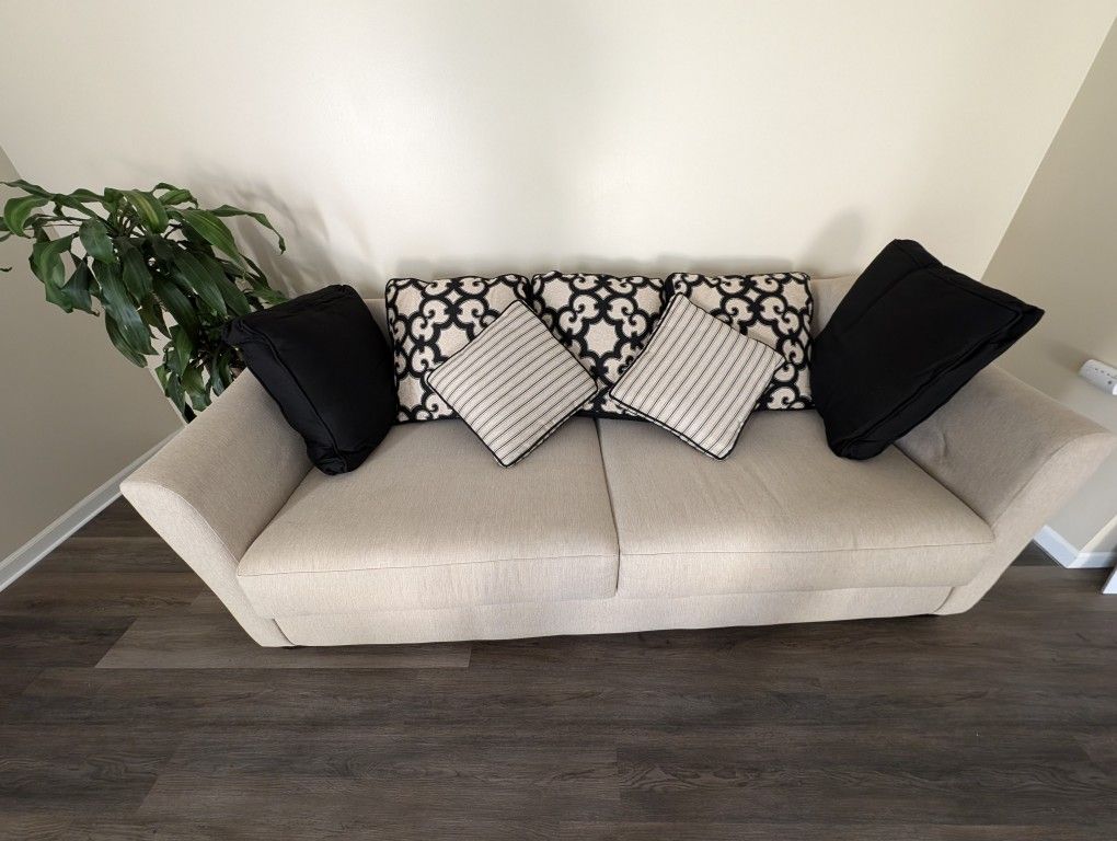 Cozy Beige Sofa Set With Cushions 