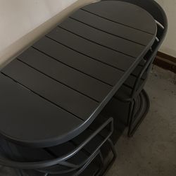 Outdoor Patio Set – Metal Table, 2 Chairs & 2 Footrests