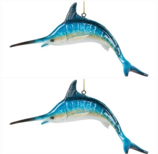 Brand New! (Set of 2) 6.1" Marlin Ornament Coastal Nautical SHIPPING IS AVAILABLE