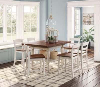 Ashley Furniture Marsilona Counter Height Extendable Dining Table & 6 Chairs