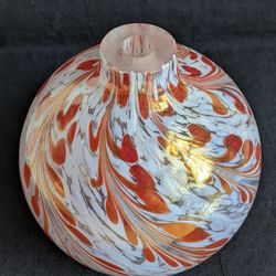 Handblown Art Glass Bulb Bud Vase Textured Floral Swirls Pattern
