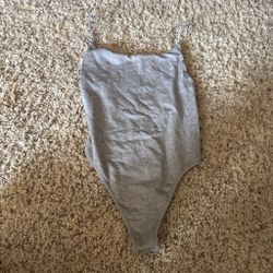 Gray Spaghetti Strap Bodysuit