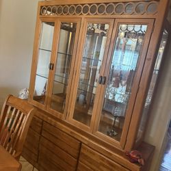 Both China Cabinet And 6 Chair Table 