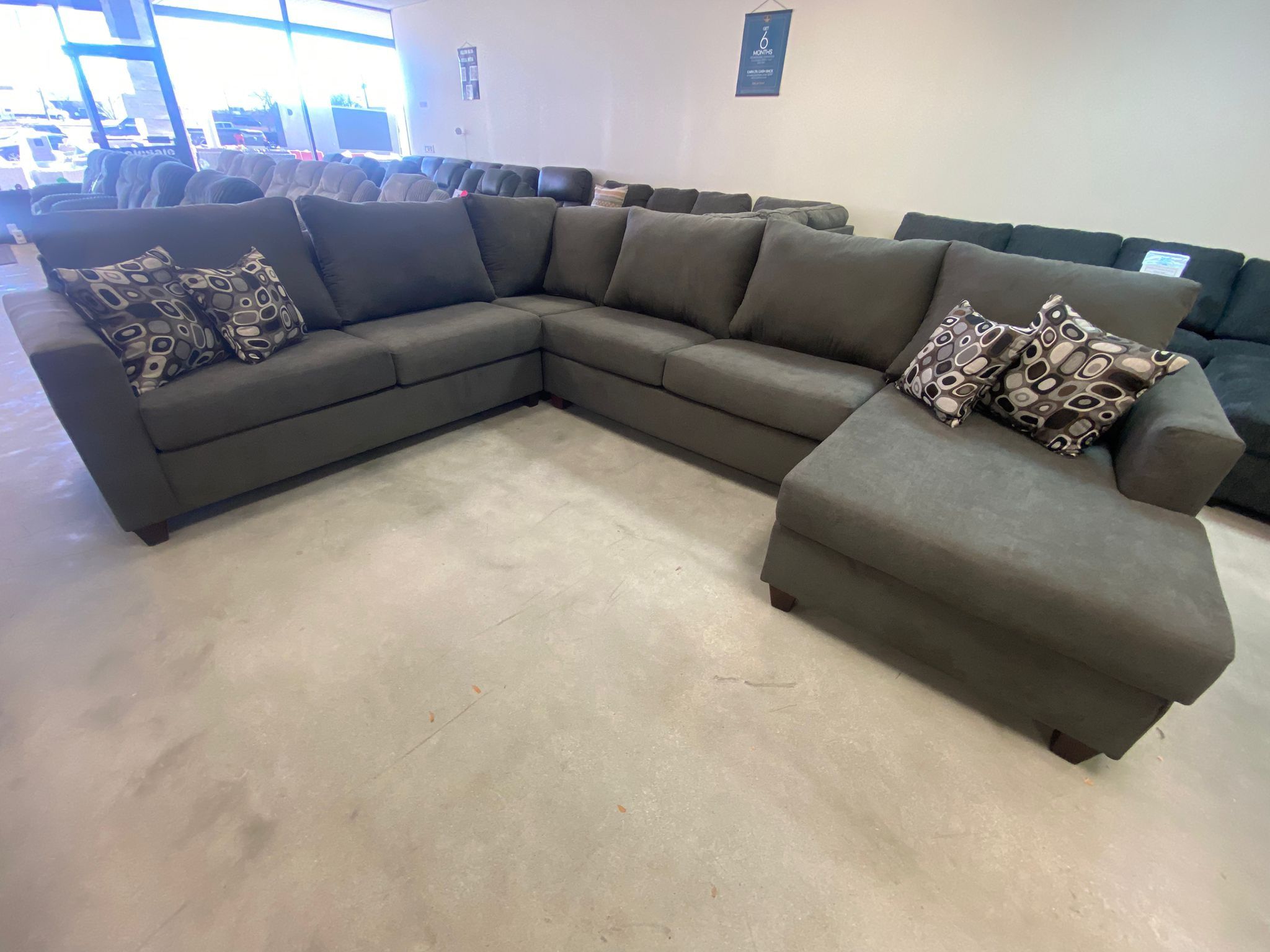FREE DELIVERY AND INSTALLATION - Dark Grey 4pc Sofa Sectional with Chaise Available Light Gray Too