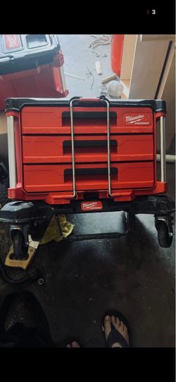 Milwaukee PACKOUT 3-Drawer Tool Box with Rolling Dolly Cart