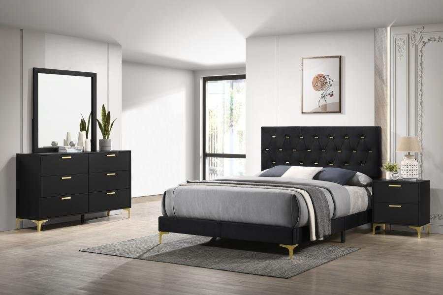 Kendall Black & Gold 4pc Queen Bedroom Set

