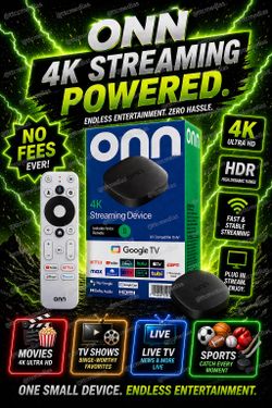 Onn 4k Streaming Device Fully Programmed Live Sports / TV Ready GOOGLE