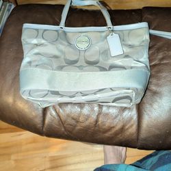 Gray Coach Fabric C Purse