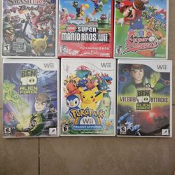 Nintendo Wii 6 Game Bundle ( Mario & Pikachu)