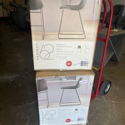 Dark Gray Faux Leather Counter Height Bar Stools