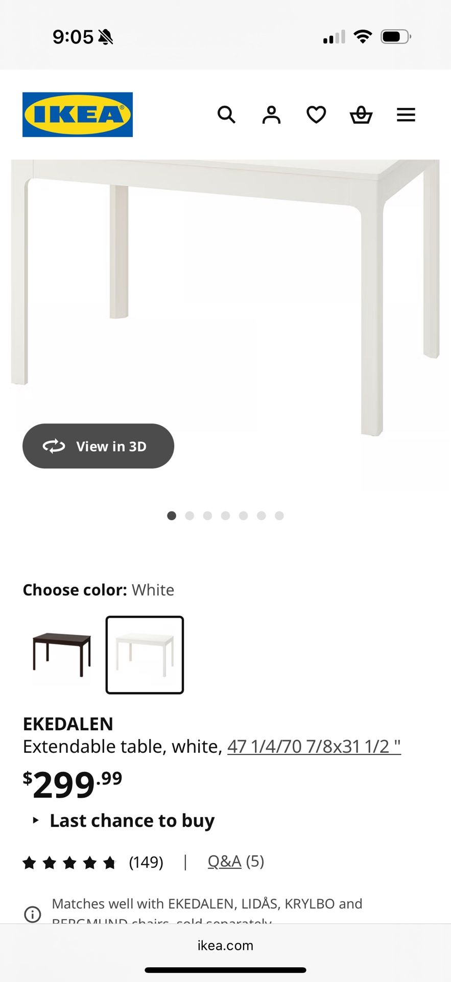 IKEA Extendable Kitchen Table 