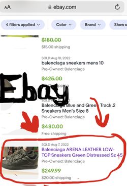 Balenciaga Arena Forest Green Leather Shoes Size 42