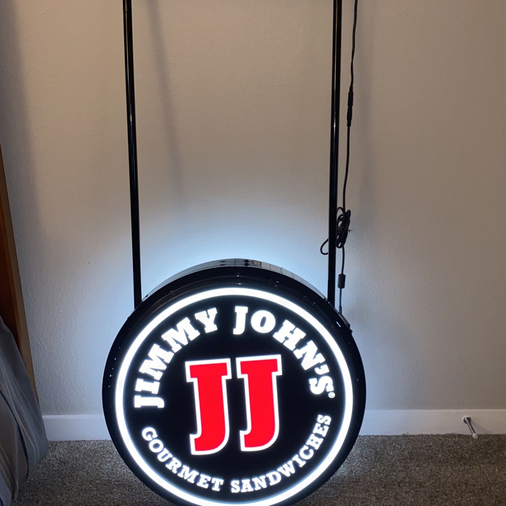 Large Authentic Jimmy Johns Ceiling Sign Light for Sale in