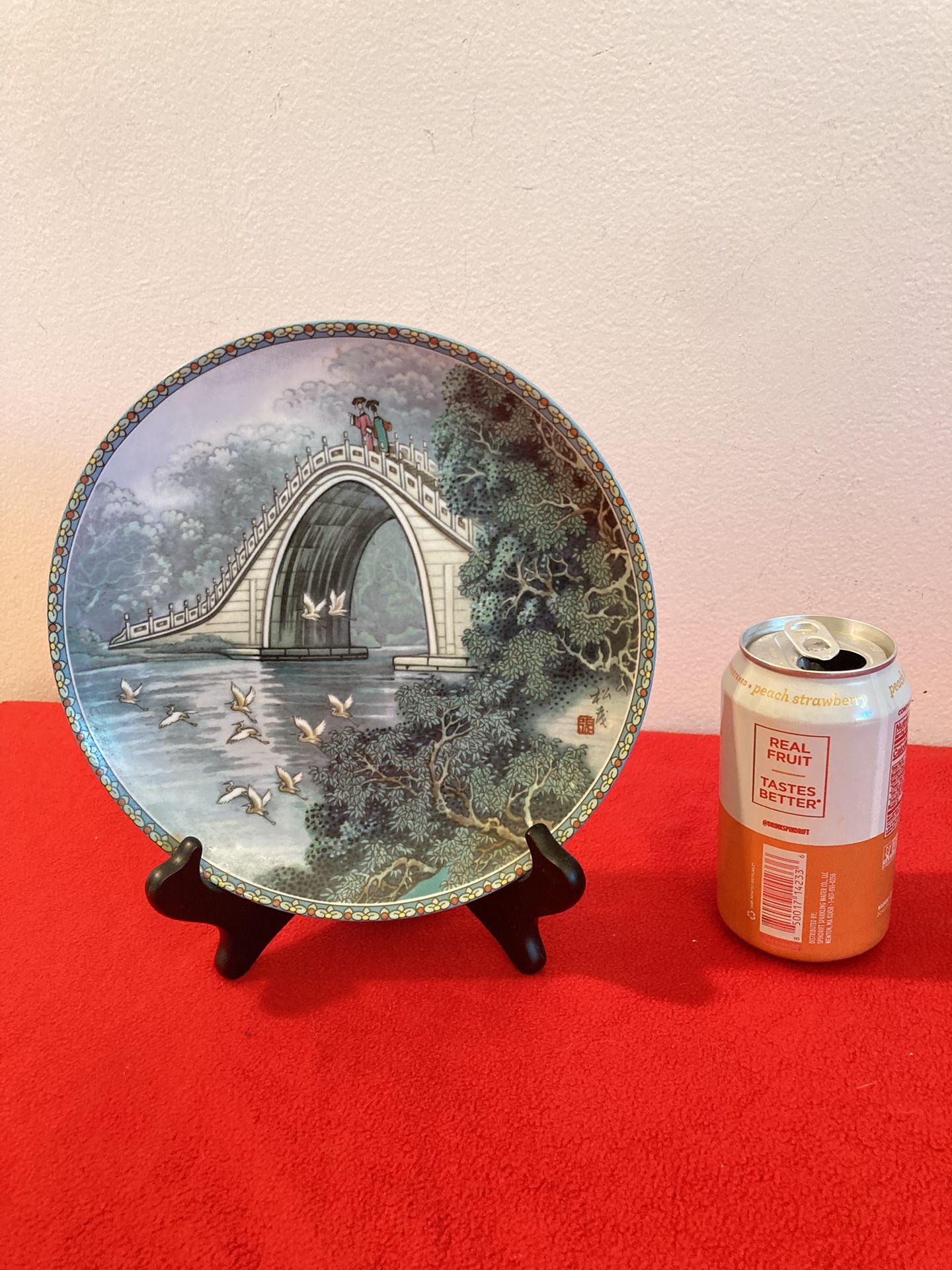 Imperial Jingdezhen Porcelain Collector Plate Jade Belt Bridge, aka Yu Dai Qiao, in the Summer Palace Beijing, China